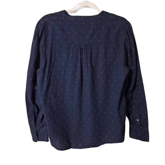 Lucky Brand navy blue with white polka dots top - Picture 2 of 5